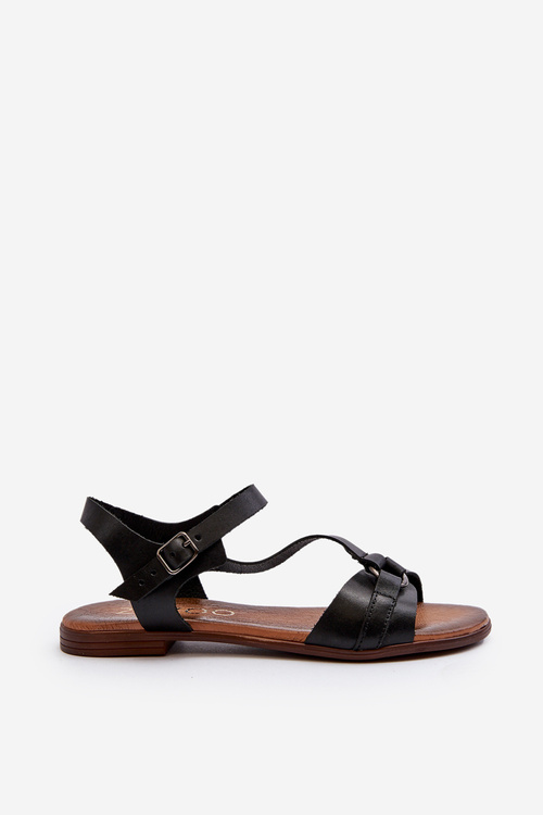 Чорні шкіряні жіночі босоніжки Zazoo 40182