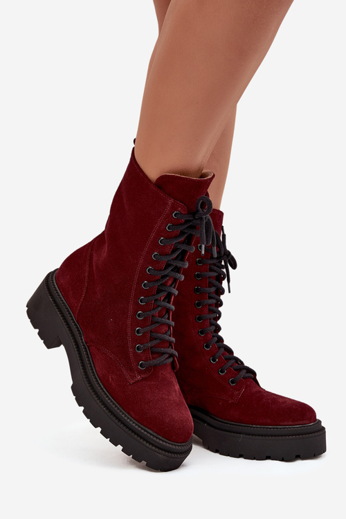 Жіночі робочі чоботи з натурального замшу з підігрівом Zazoo 4213 бордо