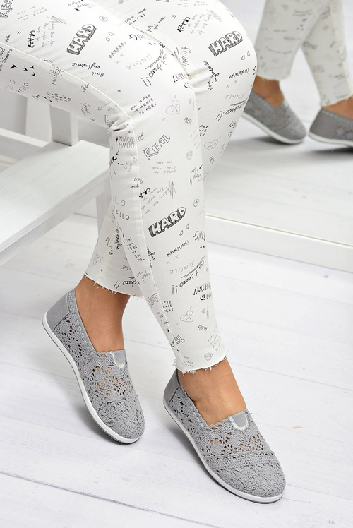 Мереживні сірі жіночі балетки Little Sugar