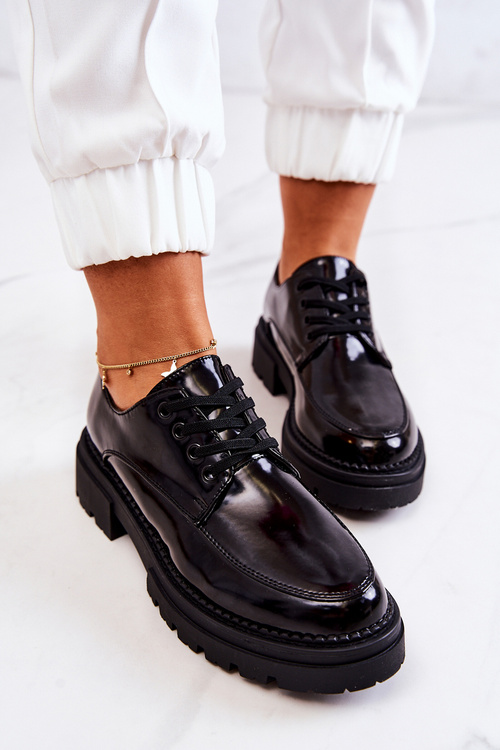 Лаковані туфлі на шнурівці La.Fi Black Joselin