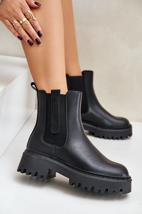 Шкіряні утеплені ботильйони жіночі Big Star OO274A386 чорні