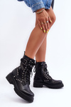 Жіночі масивні черевики Workers зі стразами Чорний Tyralis