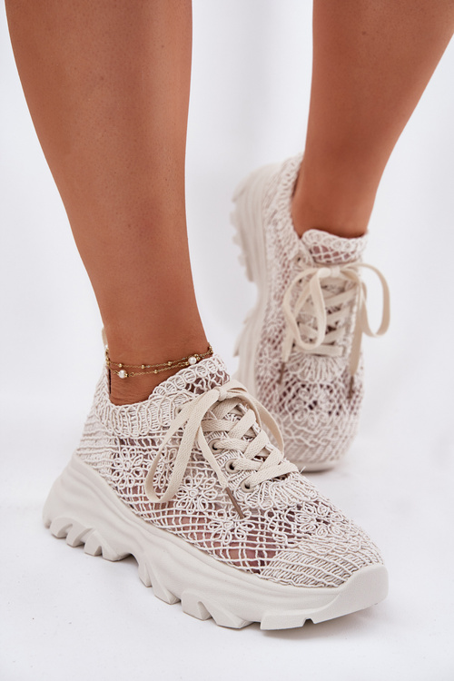 Жіночі Кросівки З В'язаним Верхом Бежеві Jelhiris