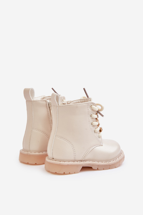 Теплі дитячі чобітки з ведмедиком на блискавці Бежеві Enchanta