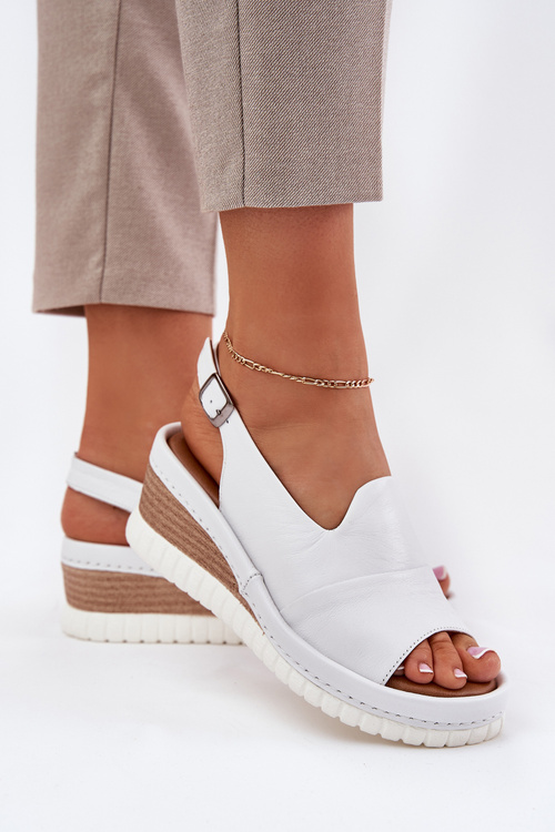 Жіночі Шкіряні Сандалі На Танкетці Artiker Білі 56C0918