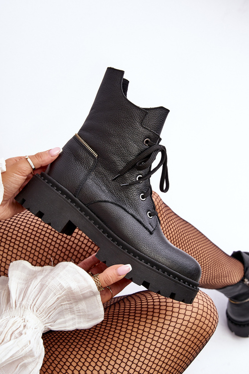 Жіночі шкіряні черевики Trapper на блискавці Zazoo 949P чорні