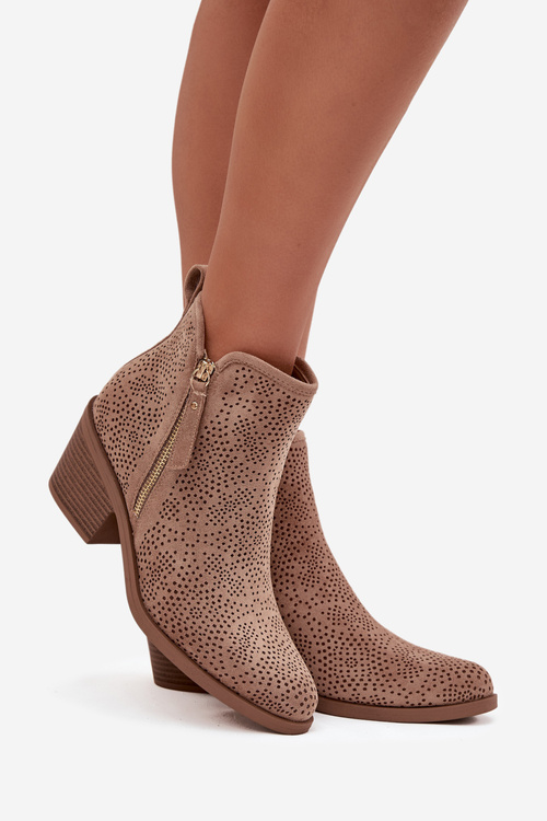 Жіночі ковбойські черевики на каблуку S.Барски HY52-538 Бежеві