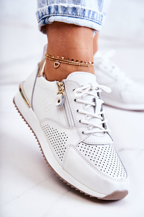 Жіночі спортивні шкіряні кросівки Білі Horessa