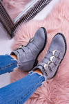 Lu Boo Темно-сірі чоботи Virginia Rock Star Boots Rivet Пряжки Замшеві