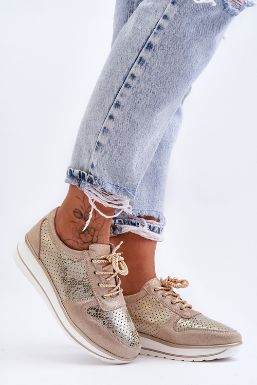 Шкіряне спортивне взуття з перфорацією S.Barski AL22246 Gold