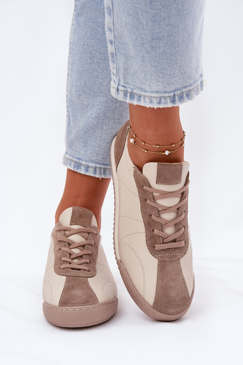 Жіноче Спортивне Взуття З Шкіри Бежеве Лаура Мессі 2935