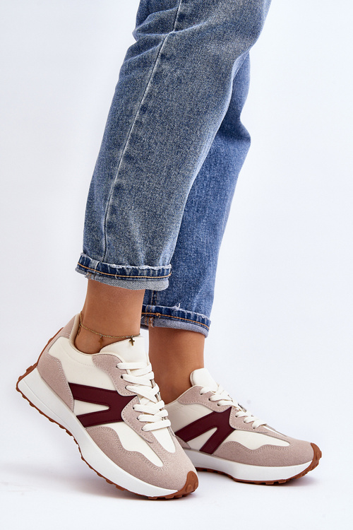 Жіноче бежево-бордове спортивне взуття Chloette