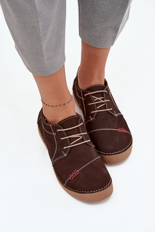 Шкіряні жіночі мокасини з прошивками Artiker 57C2114 Коричневий