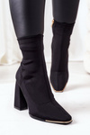 Чоботи на блочному каблуці з еластичної тканини Black Effect Wow