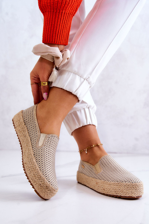 Жіночі плетені кросівки сліпони Big Star JJ274394 Бежеві