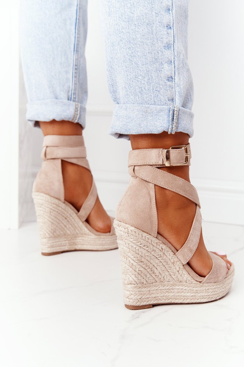 Босоніжки на танкетці з косами Бежеві Lanzarote