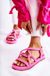 Жіночі модні босоніжки плетені фуксія Amparo