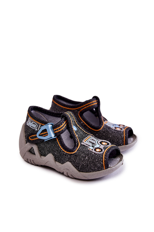 Дитячі босоніжки тапочки Befado Traktorek 217P111 Темно-сірі