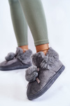 Жіночі хутряні сліпони з помпоном сірі Noemi