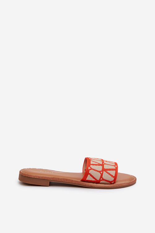 Жіночі босоніжки на плоскій підошві помаранчеві Traivea