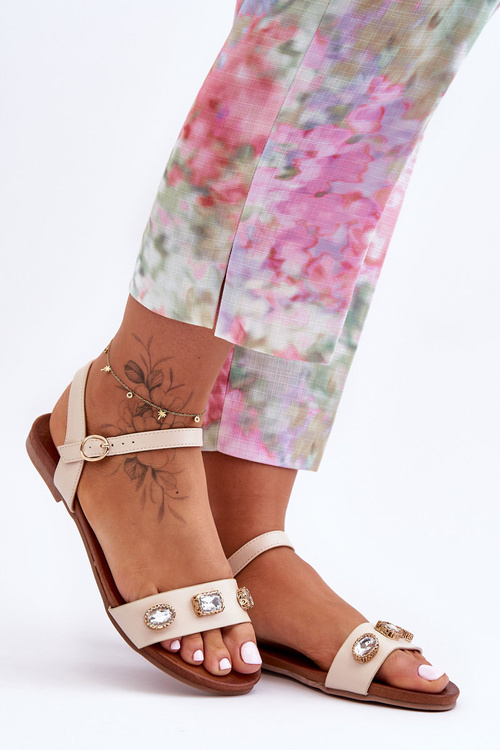 Класичні жіночі босоніжки з орнаментом S.Barski SS27-79 Бежеві