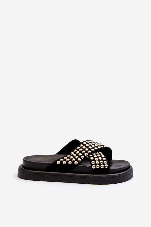 Жіночі босоніжки на платформі з прикрасами, чорні Niraela