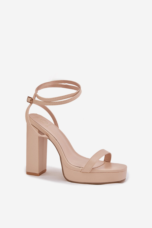 Жіночі Сандалі На Каблуку З Ремінцем Бежеві Fevenne