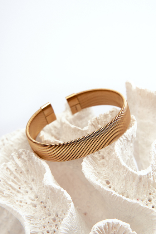 Еластичний жіночий браслет з нержавіючої сталі золото