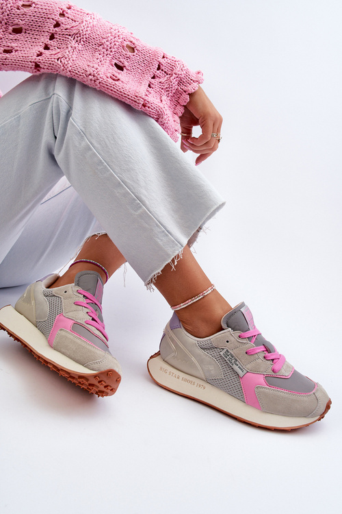 Жіночі кросівки на платформі з системою Memory Foam Big Star NN274680 Сіро-рожеві