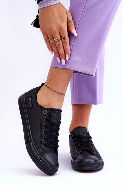 Жіночі низькі шкіряні кросівки Big Star KK274011 Чорні