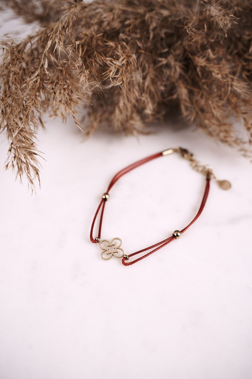Жіночий браслет Gold Clover Red String Truelove