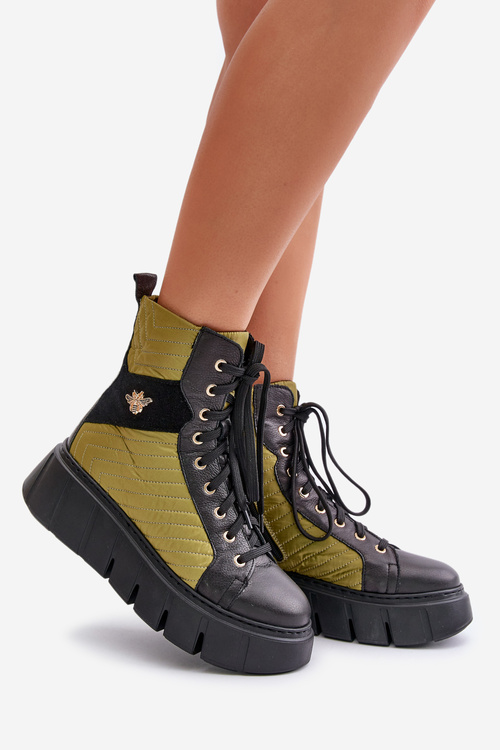 Шкіряні черевики на шнурівці Maciejka 06158-01 Чорні