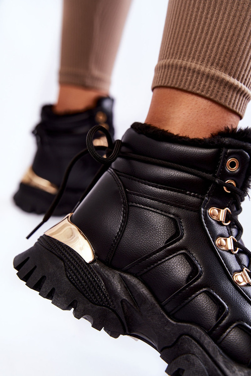 Жіночі теплі черевики на платформі Black Ofelia