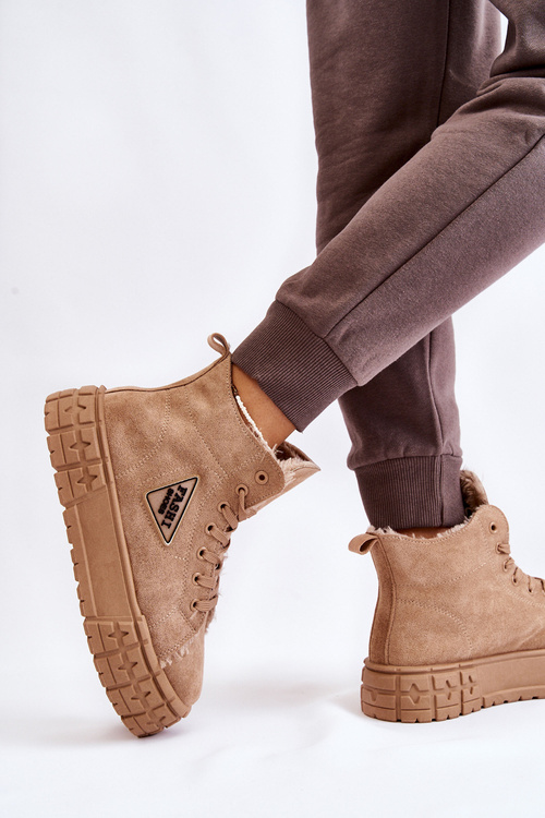 Бежеві утеплені замшеві кросівки Evren