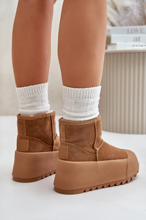 Теплі замшеві зимові черевики на платформі Big Star OO274A212 Коричневий