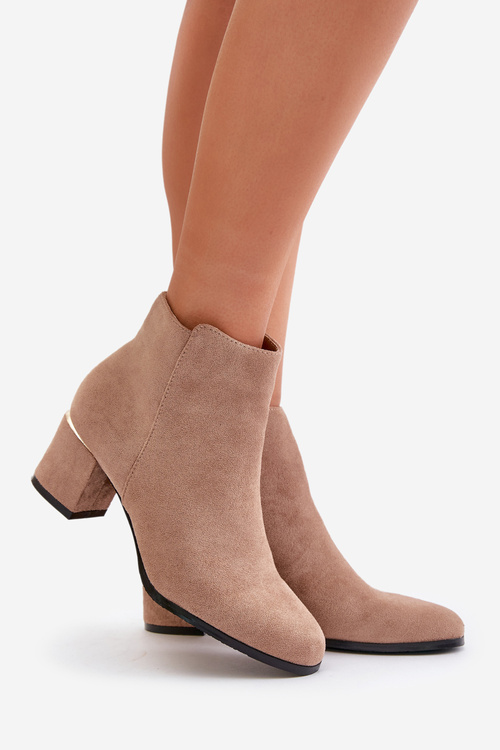 Еко-замшеві ботильйони на блискавці темно-бежевого кольору Sairis