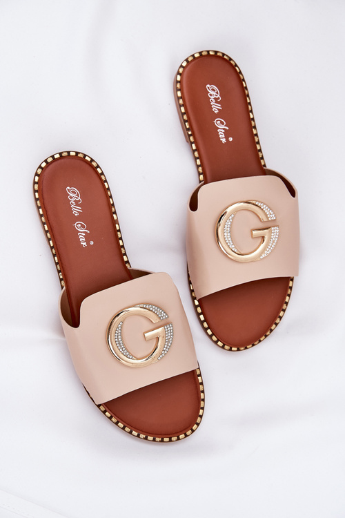 Еко Шкіряні Плоскі Сандалі Для Жінок З Декоративним Елементом Бежеві Frelie