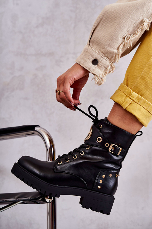 Шкіряні жіночі чоботи на шпильці чорні Leticia