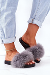 Жіночі тапочки з хутром темно-сірі Belmondo