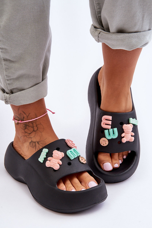 Жіночі м'які поролонові тапочки з орнаментом Чорні Лорі