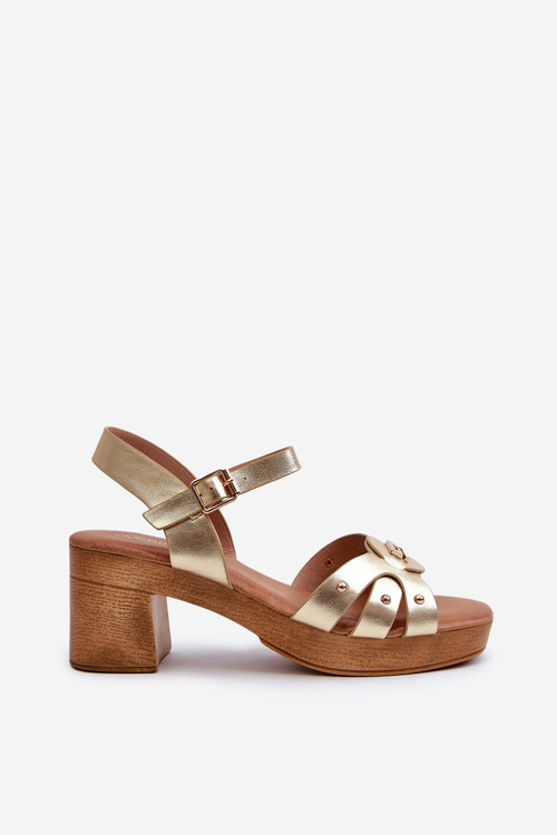 Жіночі босоніжки на високих підборах із золотої екошкіри Assames