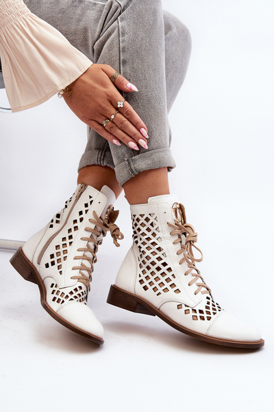 Ажурні шкіряні чоботи Zazoo 2695 Білі