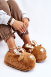 Жіночі хутряні сліпони з оленями світло-коричневого кольору Комета