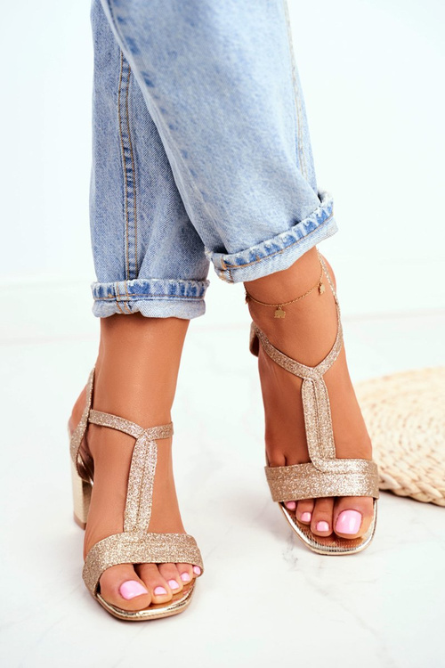 Жіночі босоніжки на шпильці Brocade Gold Perfecto