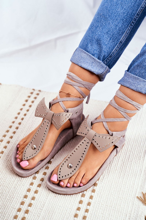 Жіночі сірі багатоярусні босоніжки Lu Boo В'єтнамки Mara