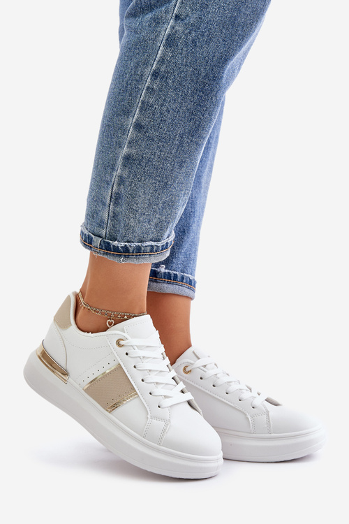 Модні жіночі кросівки на платформі з еко шкіри бежевого кольору