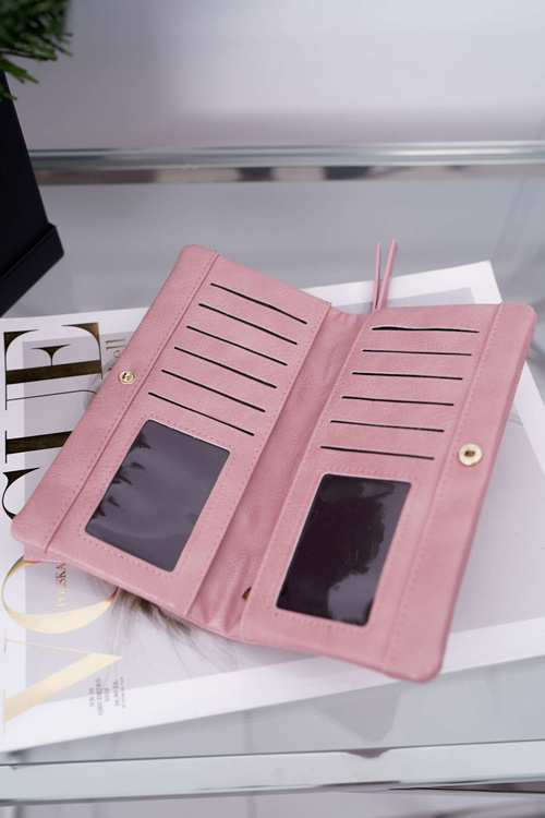 Гаманець жіночий великий рожевий із засувкою