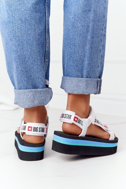 Босоніжки з поролону на платівці з великою зіркою HH274A087 чорно-білі