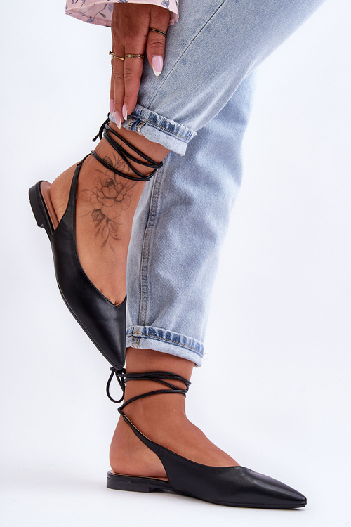 Жіночі балетки на шнурівці Black Lilly Ann