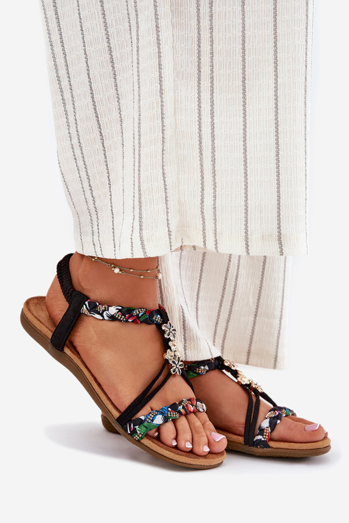 Жіночі Сандалі З Прищіпками І Плетеними Ремінцями Чорні Nusoreth